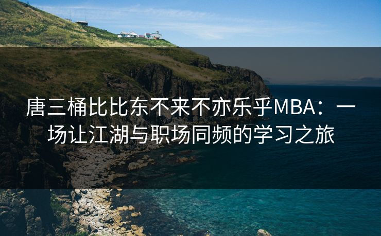 唐三桶比比东不来不亦乐乎MBA：一场让江湖与职场同频的学习之旅